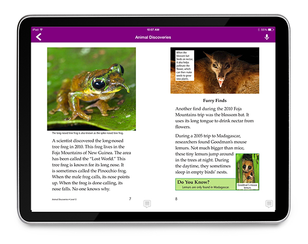 Raz-Plus Animal Discoveries eBook on a tablet