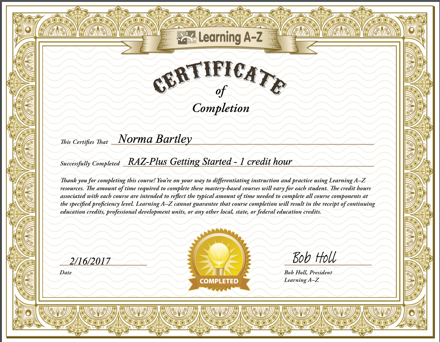 professional elearning certificate