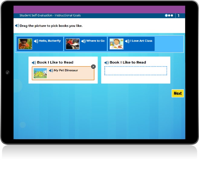 Student self evaluation screen on tablet