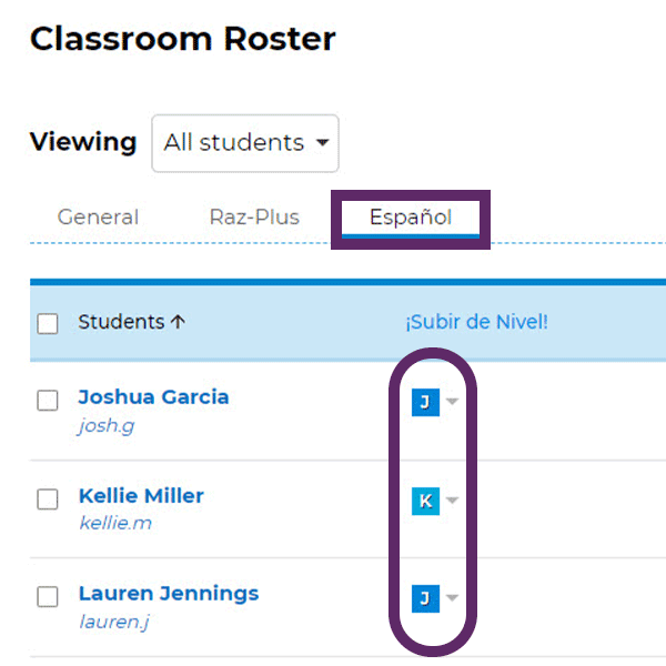 Student Management Parallel to Raz-Plus