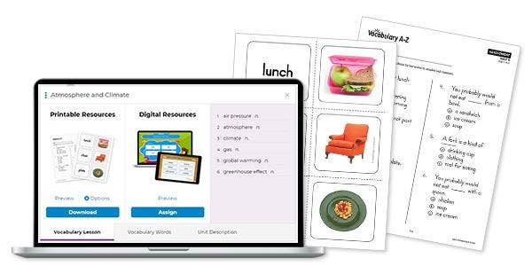 Vocabulary A-Z printable and digital resources