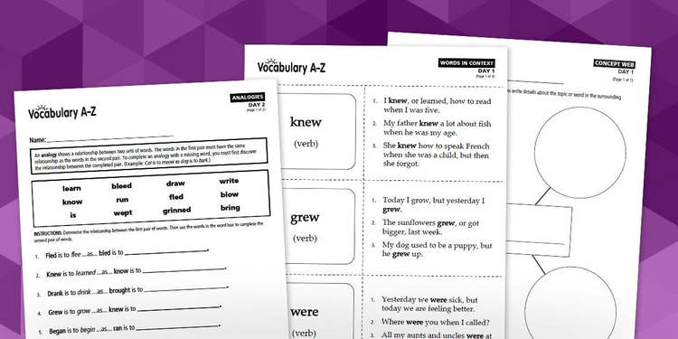 Vocabulary A-Z 5-Day Lesson Plan