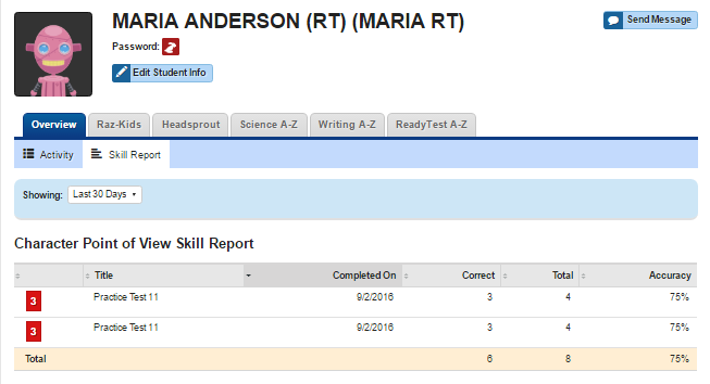 Student Progress Report