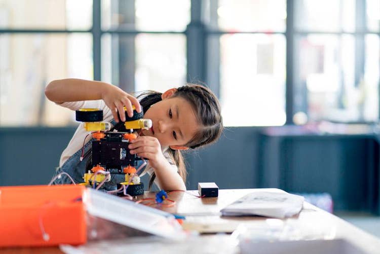 girl student with science activity
