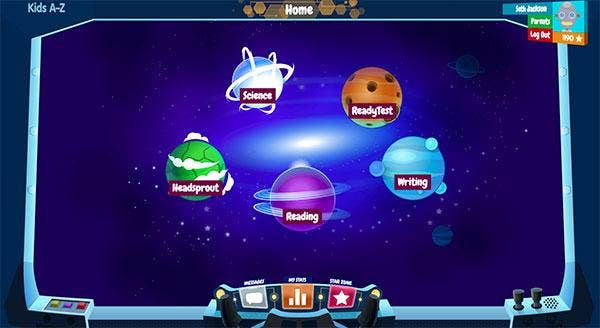 Kids A-Z student dashboard