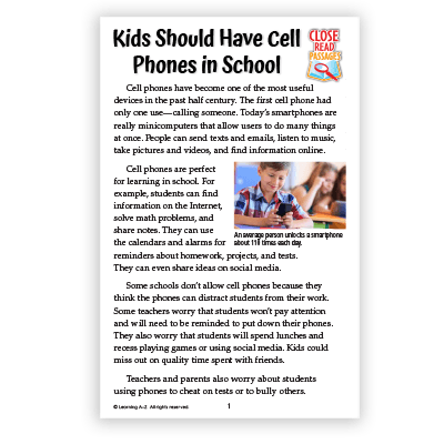 Kids Should Have Cell Phones in School