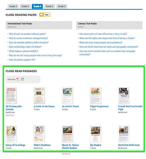 Close Reading Page