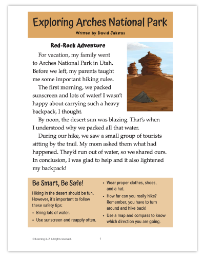 Grade 3 Exploring Arches National Park Word Study Passages