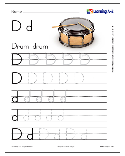 Grade 1-2 Print Letter Formation Practice Sheet, Letter Dd
