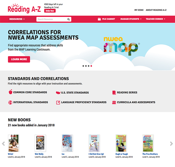 Updated Reading A-Z Home Page